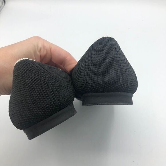 Rothy Retired White Trim Black Knit Round Toe 7‎ Discontinued Style Recycled - Picture 3 of 6